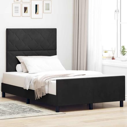 vidaXL - Boxspring - bed - met - hoofdeinde - Zwart - 120 - x - 190 - cm - Fluweel
