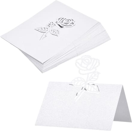 50x Luxe Tafelkaarten Wit Parelmoer Voor Bruiloft, Communie & Feest - Naambordjes 12x9cm
