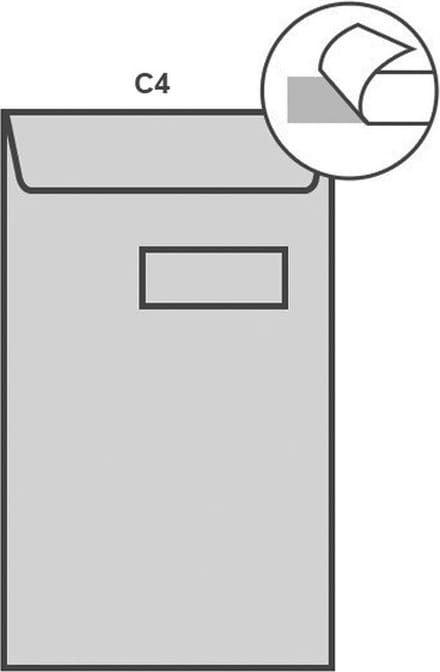 Specipack Witte akte envelop C4 229 x 324 mm venster rechts doos 250 stuks