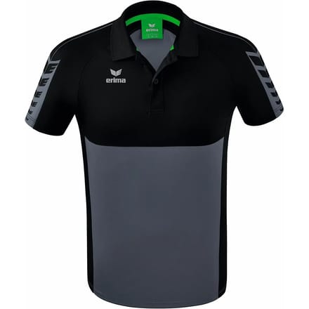 Erima Six Wings Polo Heren - Zwart / Slate Grey | Maat: L
