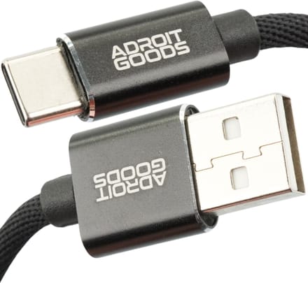AdroitGoods USB-A naar Type-C kabel USB 2.0 met 2.4A snel laden - 1m - Aluminium Connector – Duurzame Data- & Laadkabel
