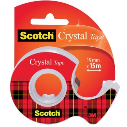 Plakband scotch crystal 600 19mmx15m transparant + Handdispenser
