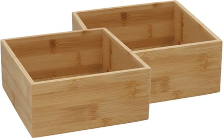 Gerimport Lade organizer - 2x - bamboe hout - 15 x 15 x 7 cm - bakje - kast organizer - organizer - doos