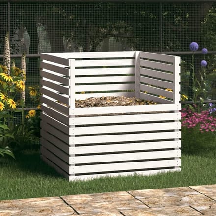 Compostbak Hout - Afvalbak Tuin - Organisch Verwerken - Grote Capaciteit - 100x100x102 cm - Wit