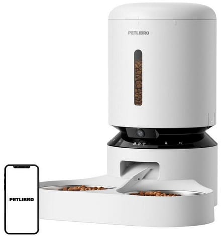 Distributeur de nourriture pour animaux de compagnie Petlibro Granary avec double bol, 5L (Blanc)