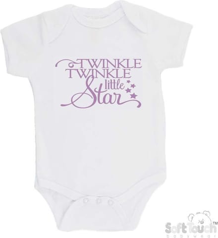 Soft Touch Romper "Twinkle winkle little star" Meisjes Katoen Wit/lila Maat 62/68