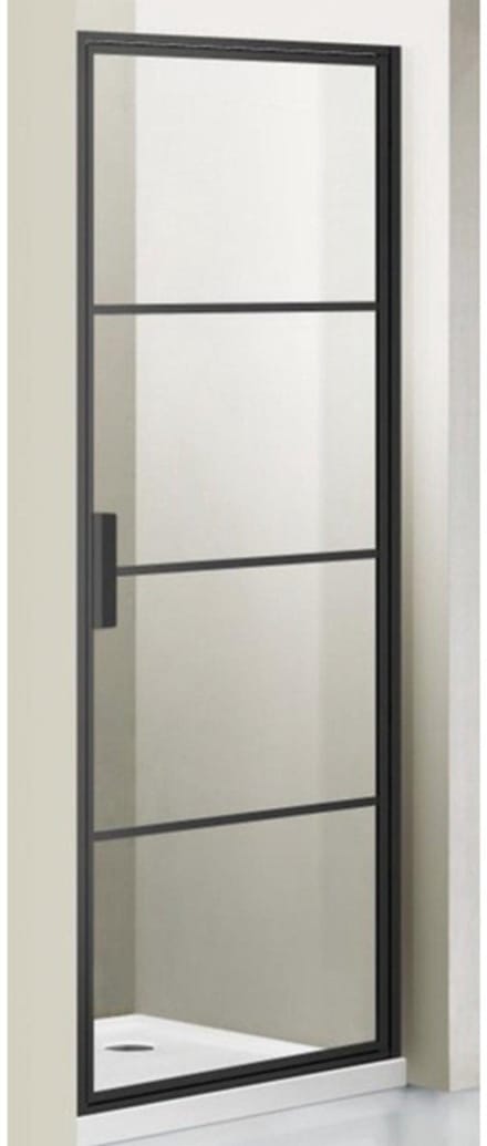 FugaFlow Efficiente Vetro Douchedeur - 80x200cm - frame lines buitenzijde - anti kalk - mat zwart