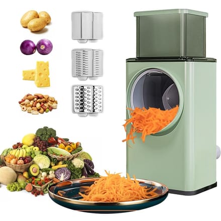 Coupe-légumes multifonctionnel, hachoir, râpe à fromage rotative 3 en 1, broyeur, trancheur, broyeur à salade vert