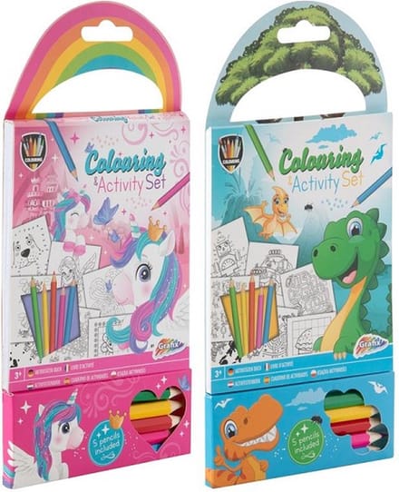 Grafix - Kleur- & Activiteitensetje - 22x11,5cm - 60 pagina's - Kleuren - DINO!