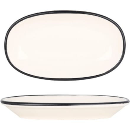 Bonna Serveerschaal - Linea Black - Porselein - 15x8.5 cm - set van 4