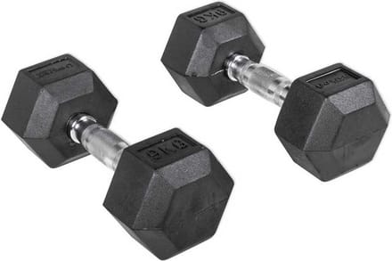 Olive Rubber Hex 9kg Dumbbell 2 Eenheden Zwart,Zilver 9 kg