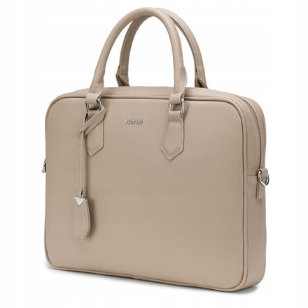 Puccini Dames Laptoptas Aktetas Beige 15'' met Afneembare Band
