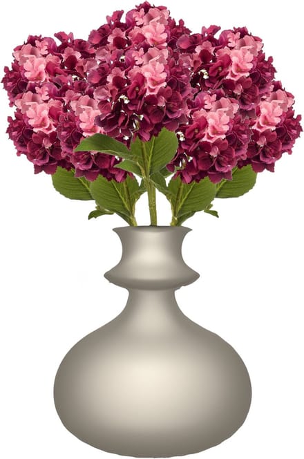 Emerald Kunstbloem hortensia tak - 8x - 52 cm - fuchsia - Real Touch - hydrangea - kunst zijdebloemen