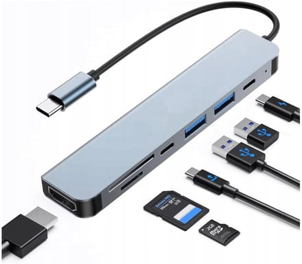 DOCKINGSTATION USB-C HUB 7-in-1 HDMI 4K UHD SD/TF