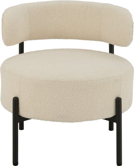 J-Line loungestoel Bouclé - multiplex/polyester - wit/zwart