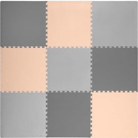 Speelmat Puzzelmat Baby - 180x180 cm - Grijs & Perzik - Foam Mat