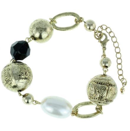 Behave - Goudkleurige armband met parel - Vintage stijlaccent