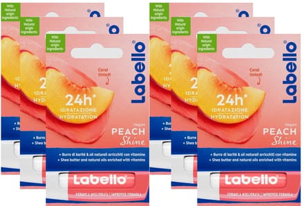Labello Stick Peach Shine - 6 x 4.8 Gram - Vegan
