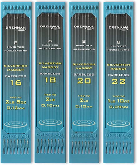 Drennan Onderlijnen Silverfish Maggot Barbless 15cm - Maat : haak 16 - 0.12mm