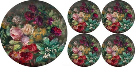 Bertoni - Set van placemats 4 stuk klein + 1 stuk groot - BOEKET
