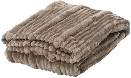 Decoris woondeken polyester ribfluweel grijs 170x130cm plaid bank.