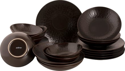 Palmer - Serviesset - Ruston - Bruin - Stoneware - Bordenset - 6 persoons - 24-delig