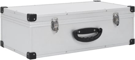 CD Koffer - Opbergbox Muziek - Cd's Organiseren - Afsluitbaar - 56.5 x 29.5 x 18.5 cm - Zilver