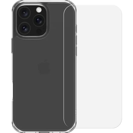 BlueBuilt Protective Back Cover iPhone 16 Pro Max Transparant + Screenprotector Glas