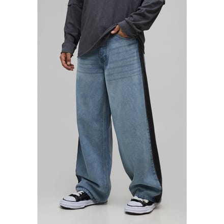 Baggy Fit Gewassen Zijpaneel Jeans | Light Blue | Size 32R