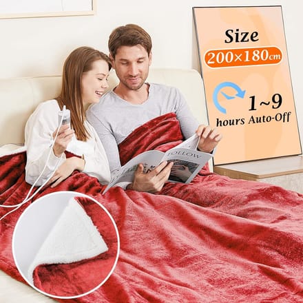 Elektrische deken - Warmtedeken - Ontspannen warmte - Veiligheid timer - 180 x 200 cm - Rood