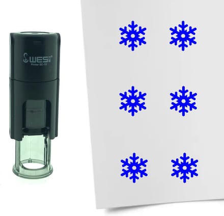 CombiCraft Stempel Sneeuwvlok 10mm rond - blauwe inkt
