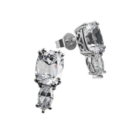 Diamonfire entourage oorknoppen - zilver gerodineerd gerodineerd - zirkonia - emerald - 16.7 x 7 mm
