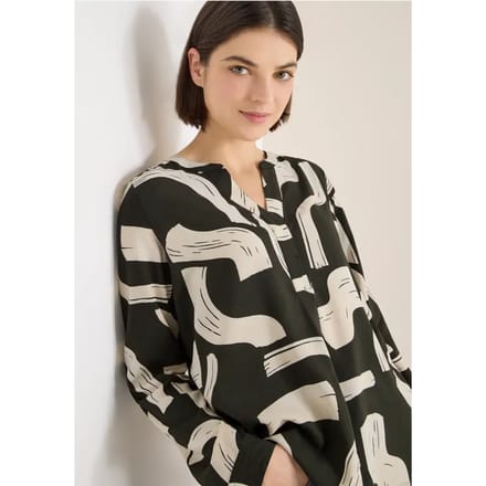Gedessineerde blouse met gespleten hals
