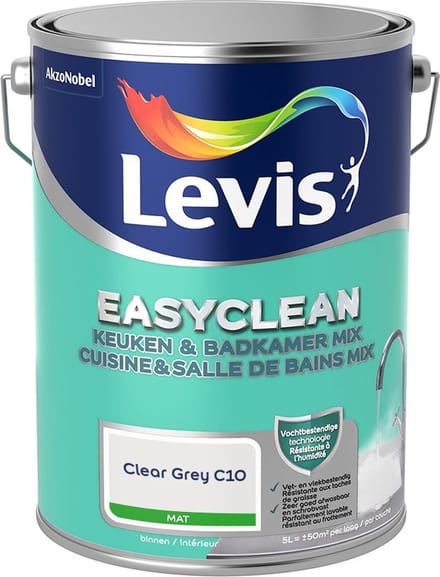 Levis - Easyclean Keuken & Badkamer Mix - Clear Grey C10 - Mengverf - 5 L