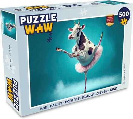 Puzzel Koe - Ballet - Portret - Blauw - Dieren - Kind - Legpuzzel - Puzzel 500 stukjes