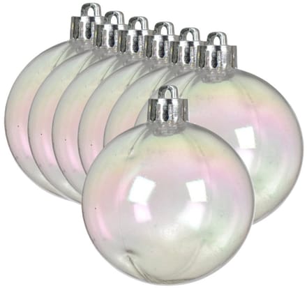 Decoris kerstballen - 48x stuks - 6 cm - transparant parelmoer -kunststof -kerstversiering