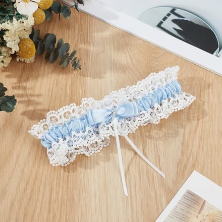 Bruiloftskousenband met Strik in Blauw voor de Bruid