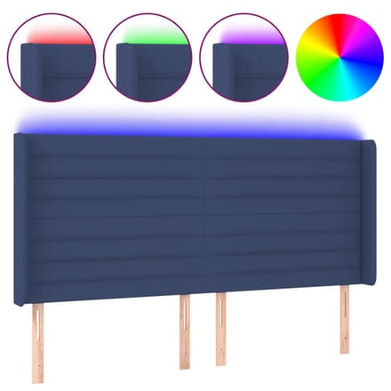 vidaXL - Hoofdbord - LED - 183x16x118/128 - cm - stof - blauw
