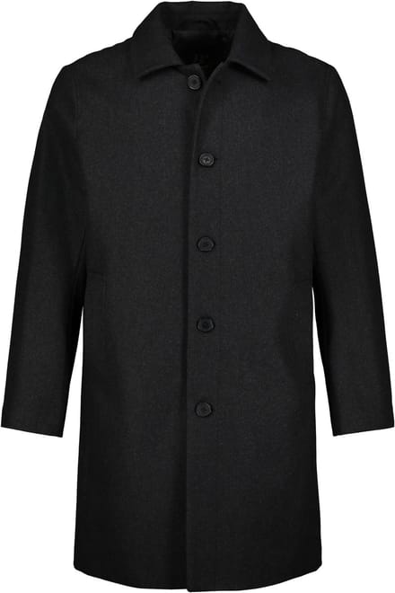 JP 1880 - Heren - Mantel van wolmix waterafstotend overhemdkraag - Antraciet - Maat 3XL