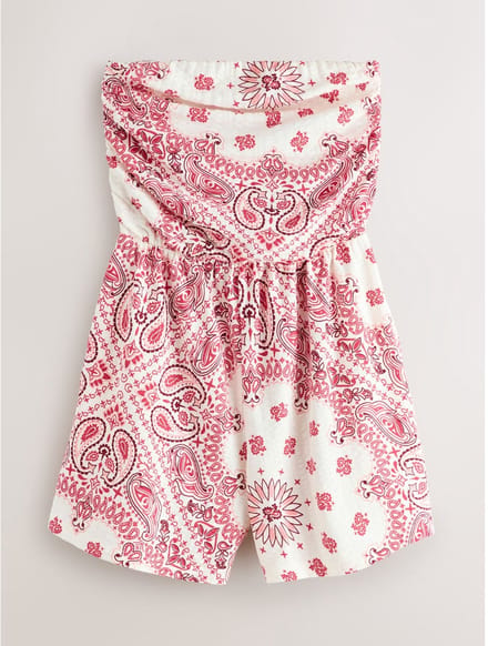 Next - Dames - Jersey bandeau-playsuit - Crème