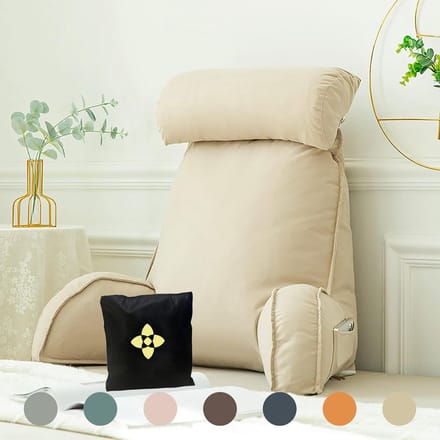 Leeskussen Bed - Rugsteun Kussen - Ontspannen Zitten - Met Armleuningen - 75 cm Breed - Beige