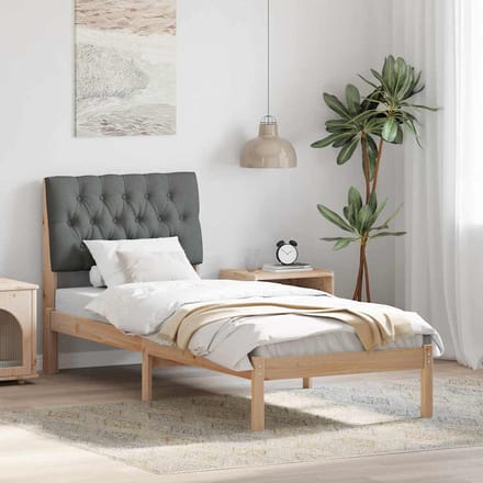 vidaXL - Bedframe - met - Gevoerde - Hoofdbord - Bruin - 75 - x - 190 - cm