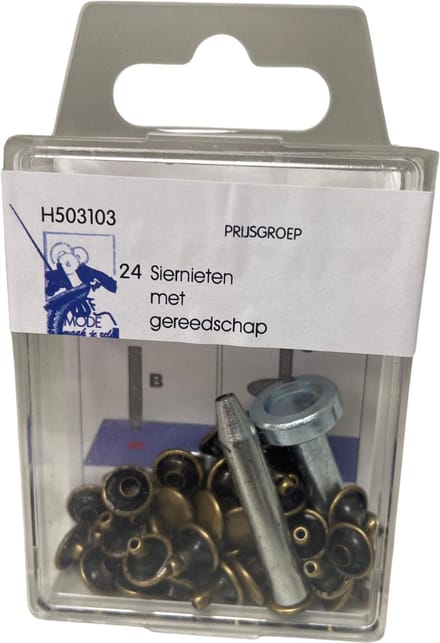 Pierre Mouton - Sernieten - Knopen - Druknopen - Jeansknopen - 24stuks - Met gereedschap - Goud