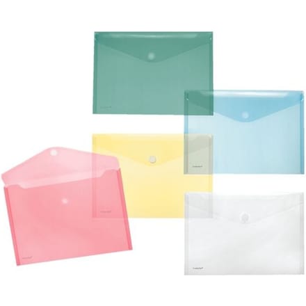 Enveloptas Foldersys A4 dwars PP transp ass. kleuren 10 st Assorti Omslagen A4 VelcroA4