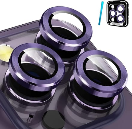 Camera Lens Protector voor iPhone 14 Pro en iPhone 14 Pro Max, HD Tempered Glass en Aluminium, Schokbestendige Bescherming in Violet
