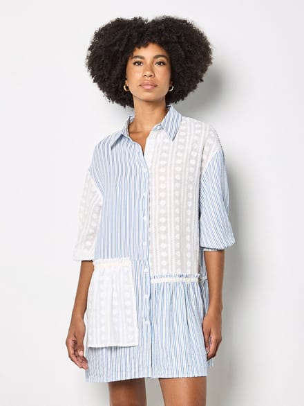 Mini-jurk met mix van strepen