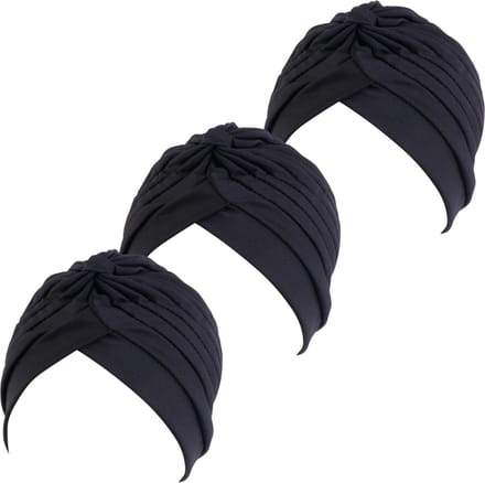 YUBBI 3 Stuks Bonnet Slaapmuts - Elastische Hoofdband - Nachtmuts - Haarverzorging - Zwart