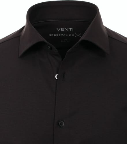 Zwart Venti Jerseyflex Overhemd Body Fit 123955800-800 - L