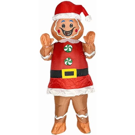 Halloween Peperkoekman Opblaasbaar Kostuum, Volwassenen 150-190cm rood