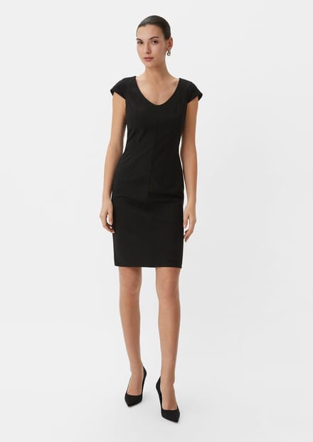 Korte jurk van elastisch viscose jersey met V-hals voor dames COMMA
